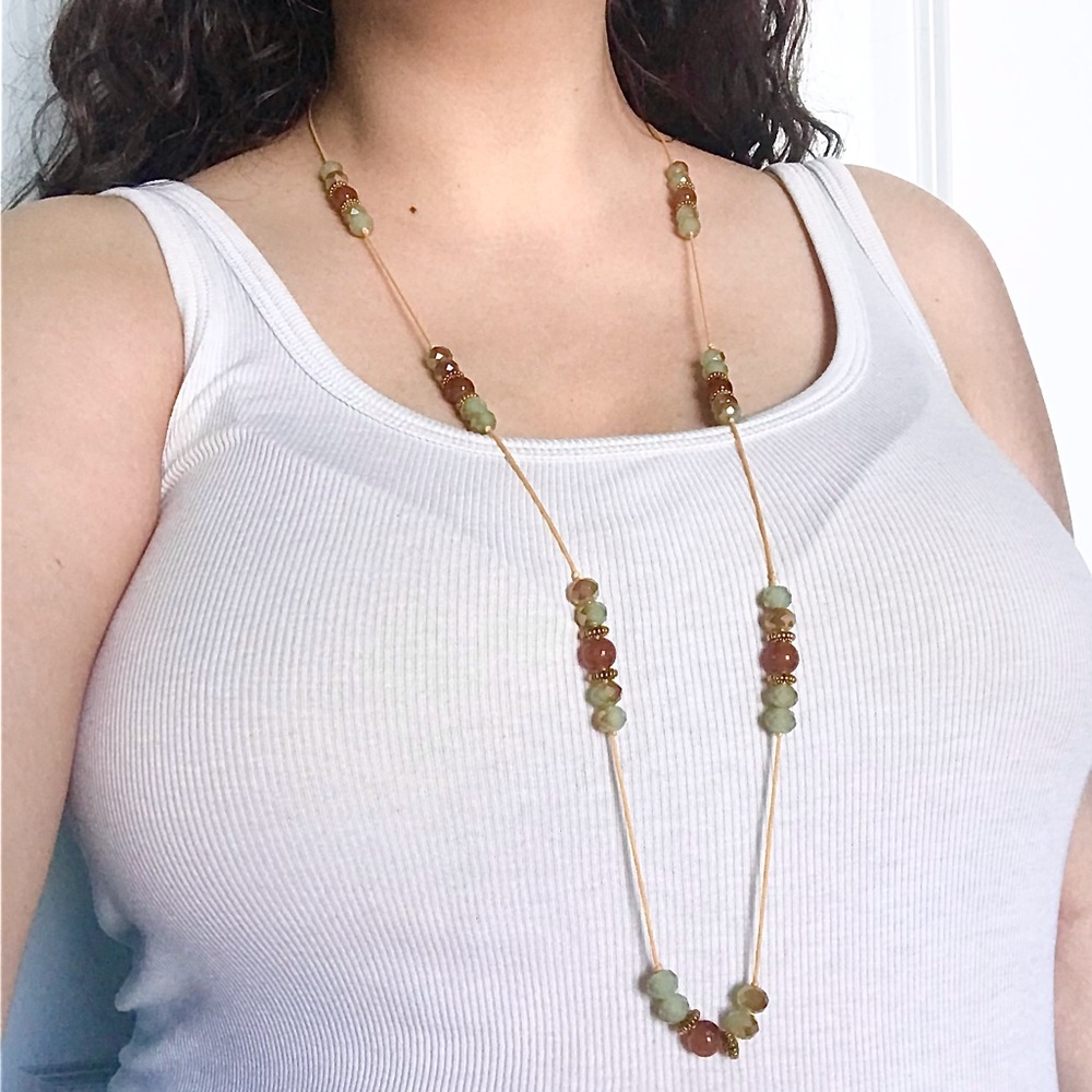 Beautiful Beaded necklace with Ribbon Closure 🎀